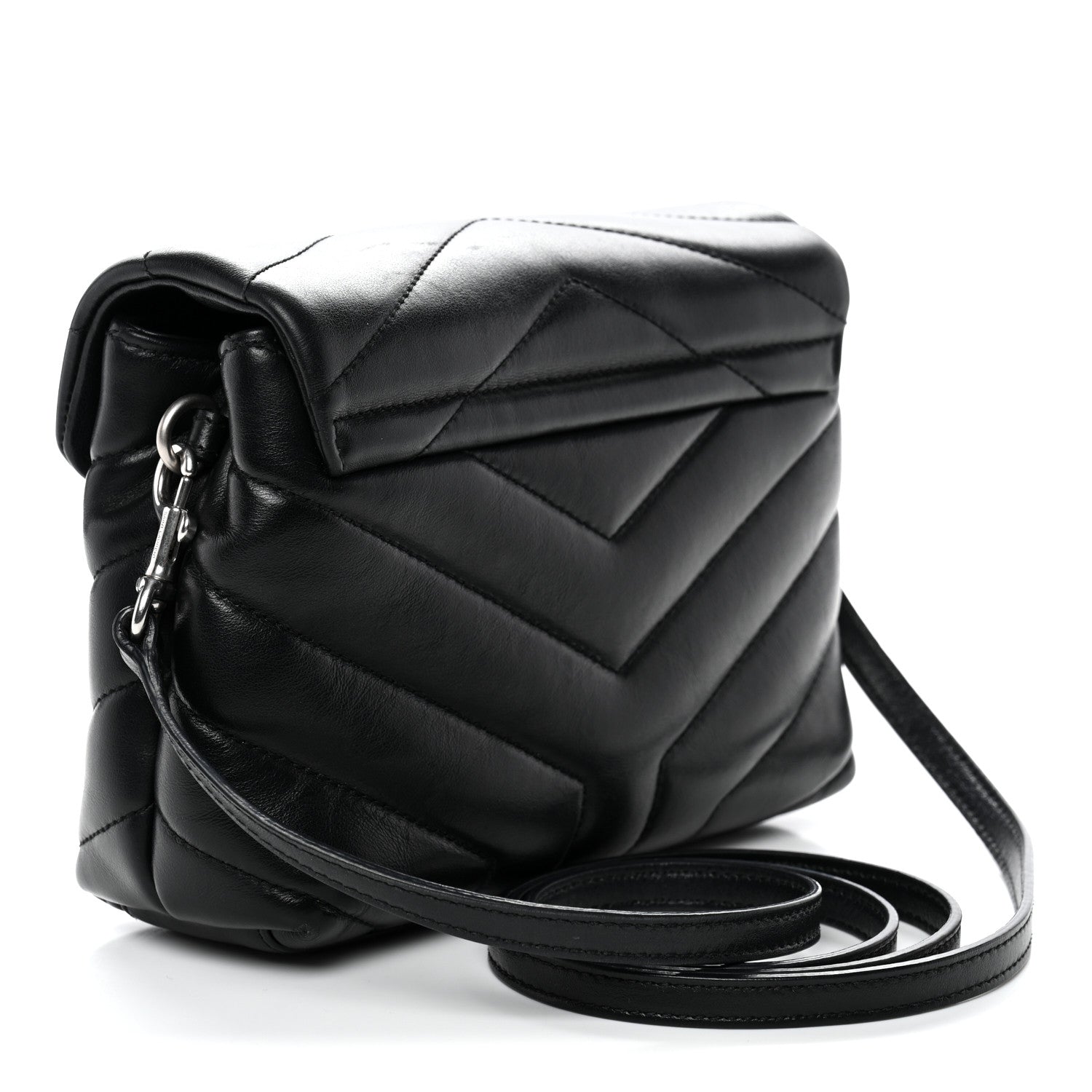 Saint Laurent Calfskin Y Quilted Monogram Toy Loulou Crossbody Bag Black 3 of 12