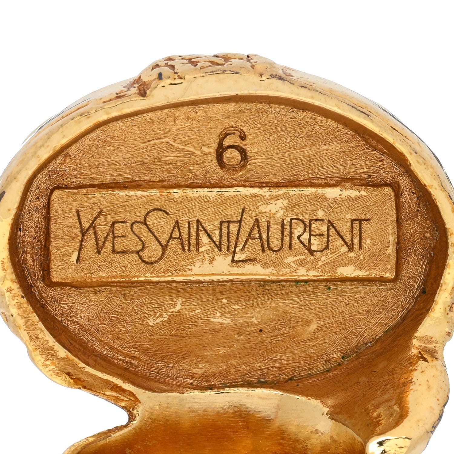 Saint Laurent Glass Cabochon Arty Ovale Ring 52/6 Gold Blue 4 of 4