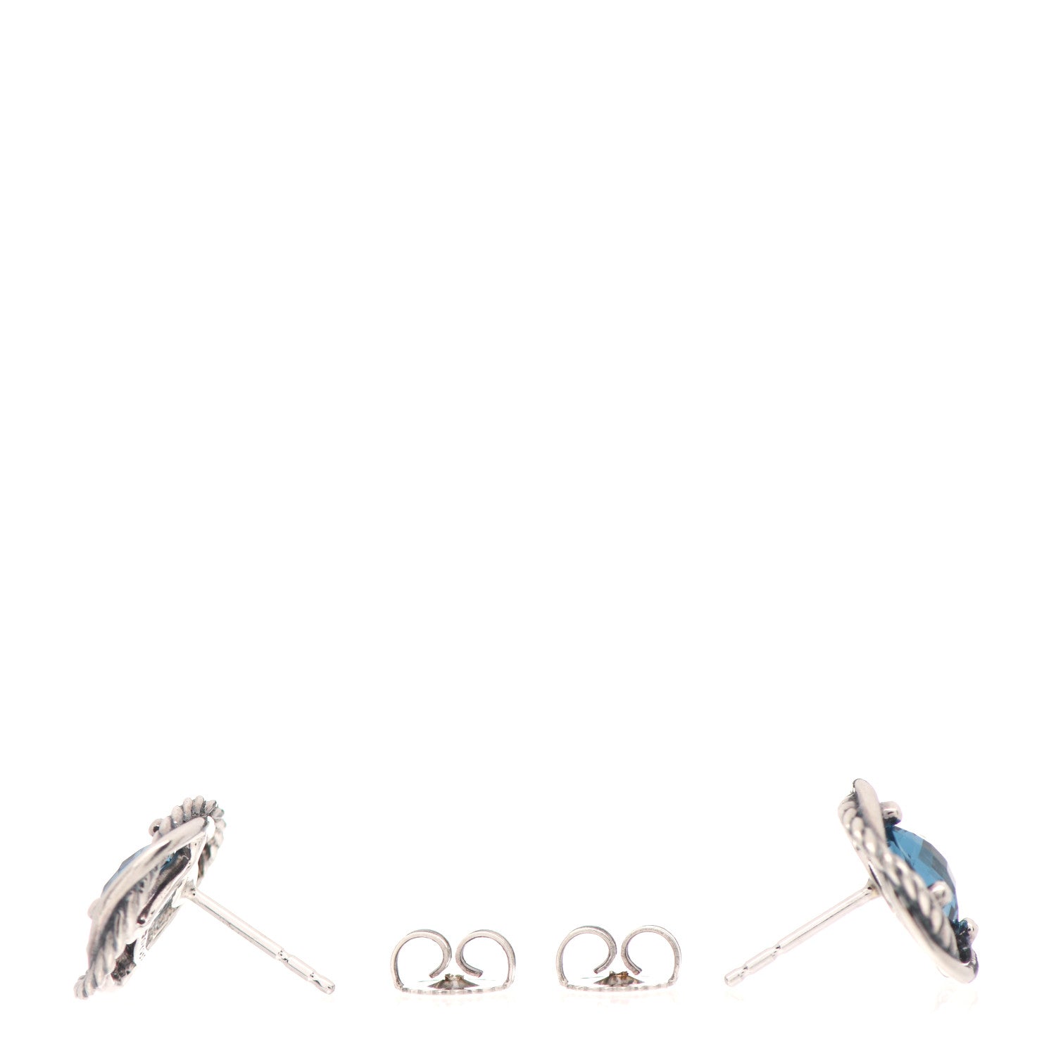 David Yurman Sterling Silver Hampton Blue Topaz 7mm Infinity Earrings 3 of 6