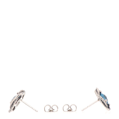 David Yurman Sterling Silver Hampton Blue Topaz 7mm Infinity Earrings 3 of 6