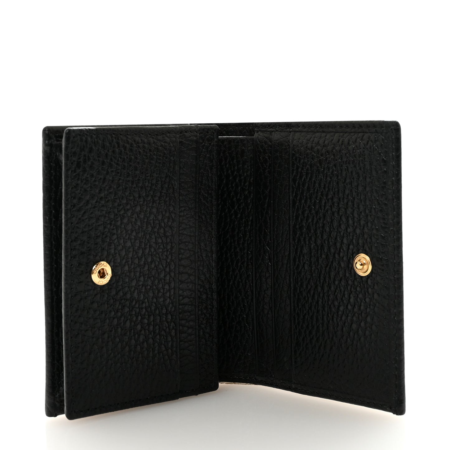 Pebbled Calfskin GG Marmont Card Case Black
