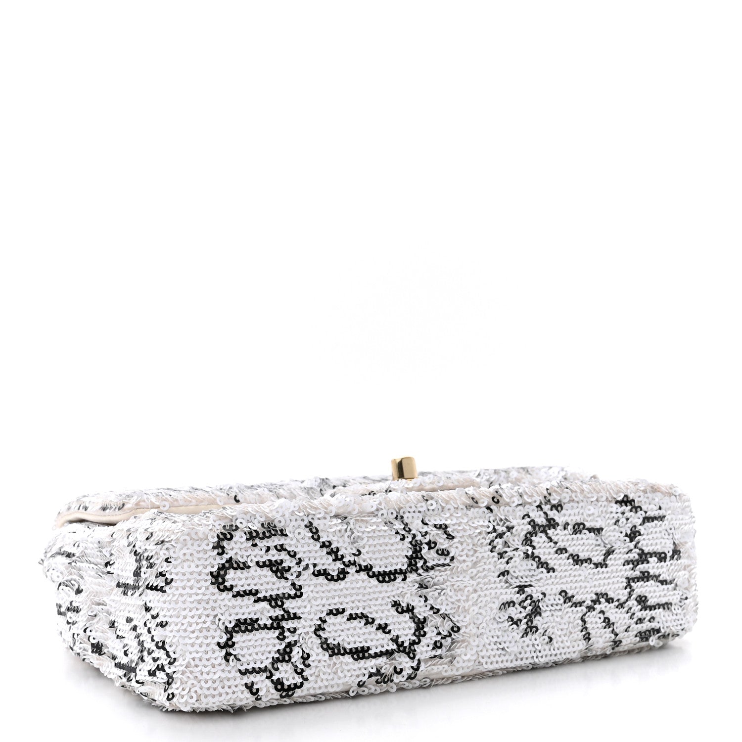 Chanel Sequin Logo Mini Rectangular Flap White Black 4 of 12