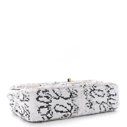 Chanel Sequin Logo Mini Rectangular Flap White Black 4 of 12