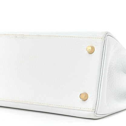 Hermes Taurillon Clemence Horseshoe Kelly Retourne 28 White Jaune D'Or 10 of 19