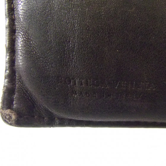 Woven Leather French Flap Wallet Ebano