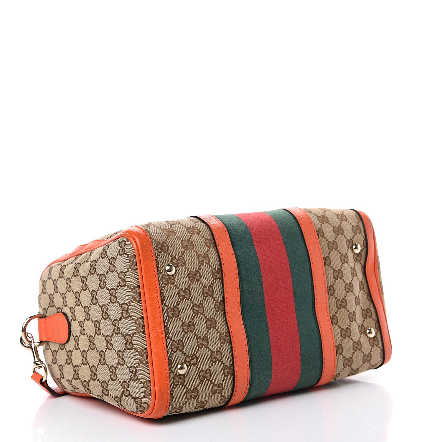 Gucci Monogram Vintage Web Medium Boston Orange 3 of 14
