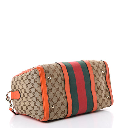 Gucci Monogram Vintage Web Medium Boston Orange 3 of 14