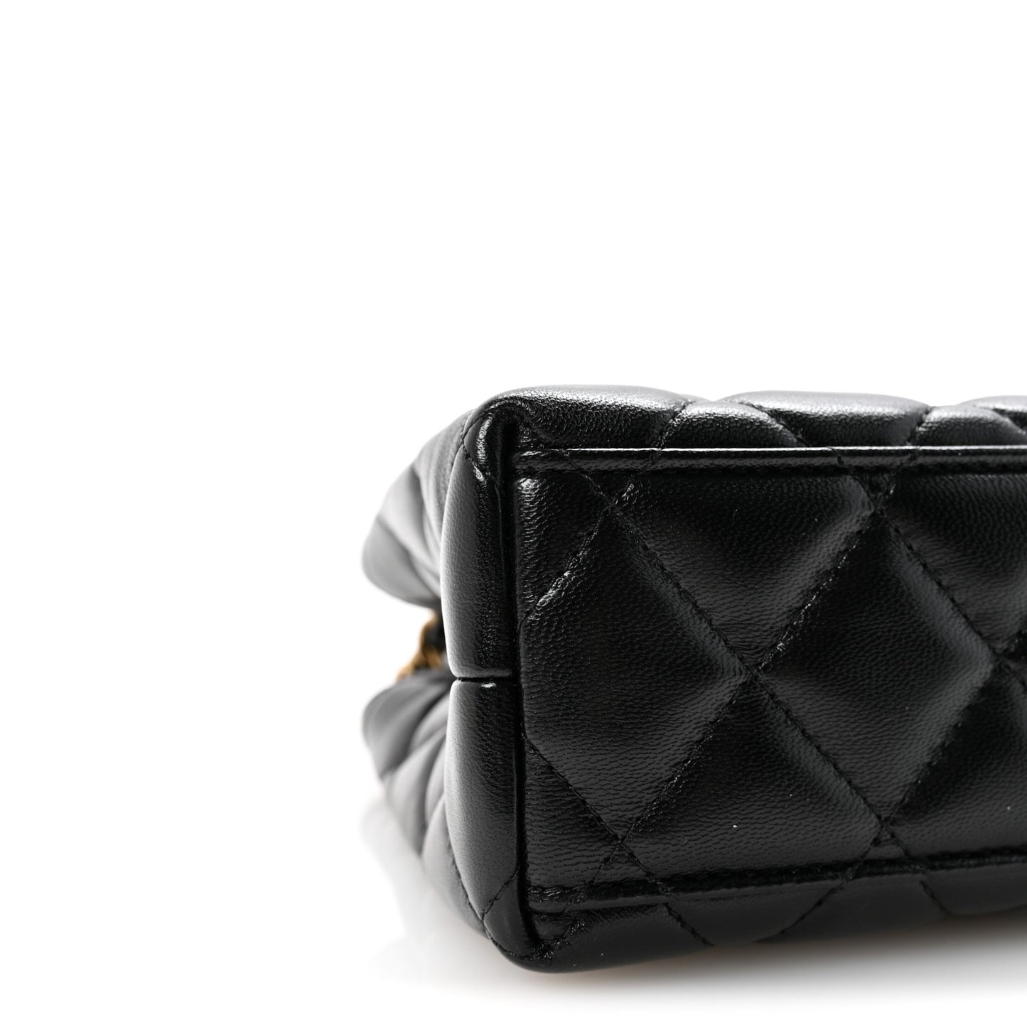 Shiny Aged Calfskin Quilted Nano Kelly Shopper Black