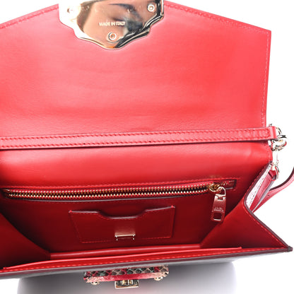 Dolce & Gabbana Calfskin Snakeskin Crocodile Embossed Lucia Shoulder Bag Red Black Multicolor 4 of 5