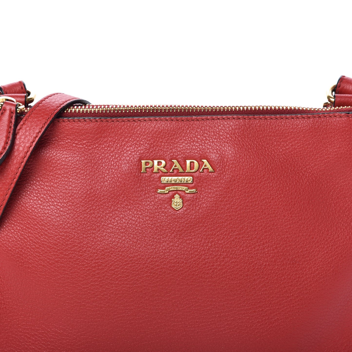 Vitello Phenix Double Zip Crossbody Bag Scarlatto