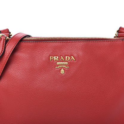 Prada Vitello Phenix Double Zip Crossbody Bag Scarlatto 11 of 13