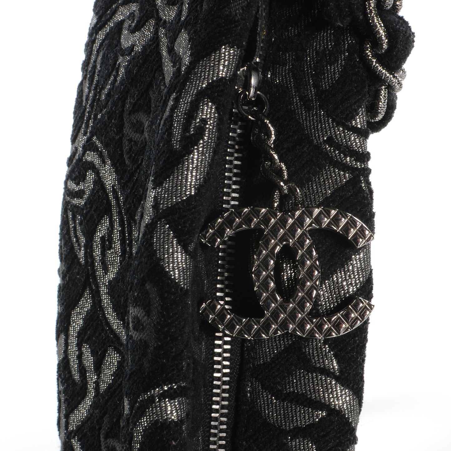 Silver CC Chain Pochette Black
