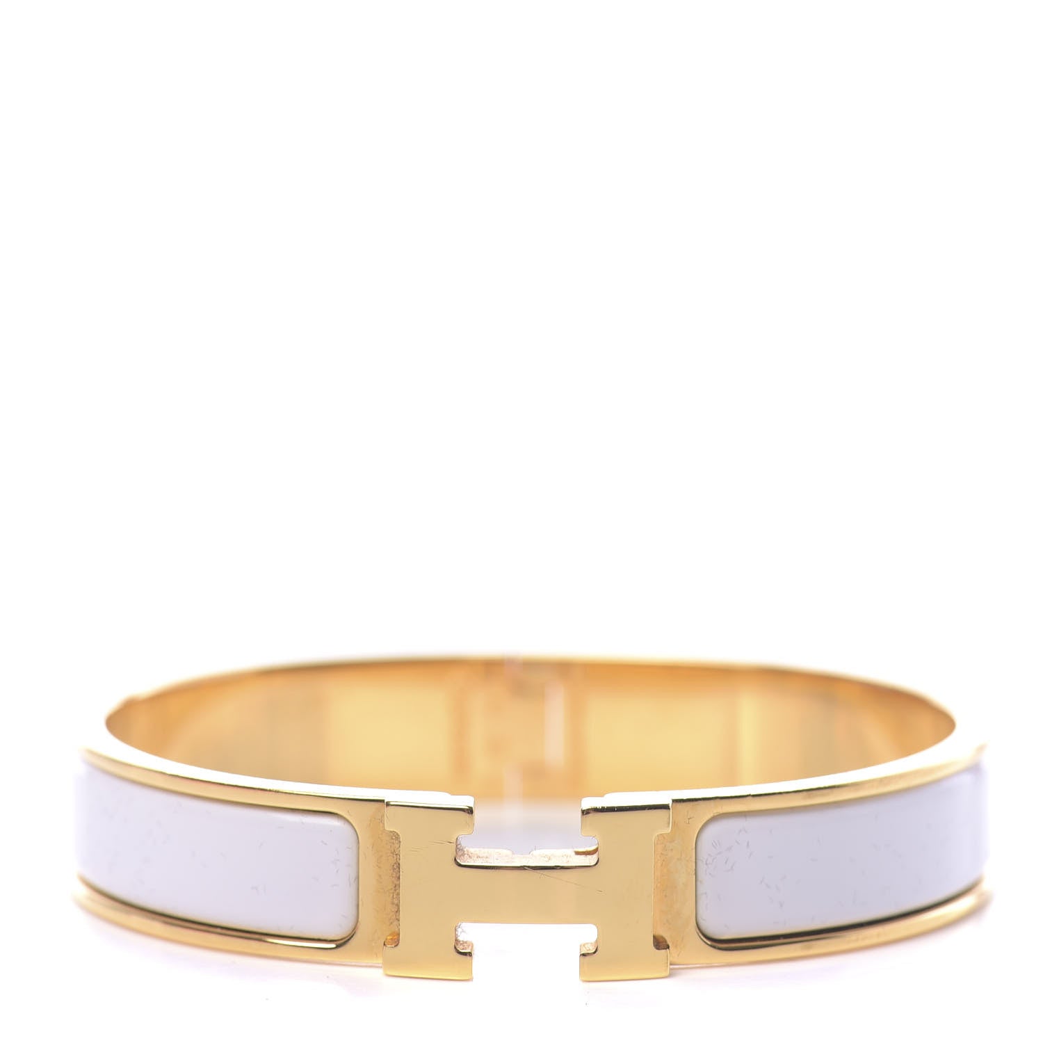 Hermes Enamel Narrow Clic Clac H Bracelet PM White 1 of 5