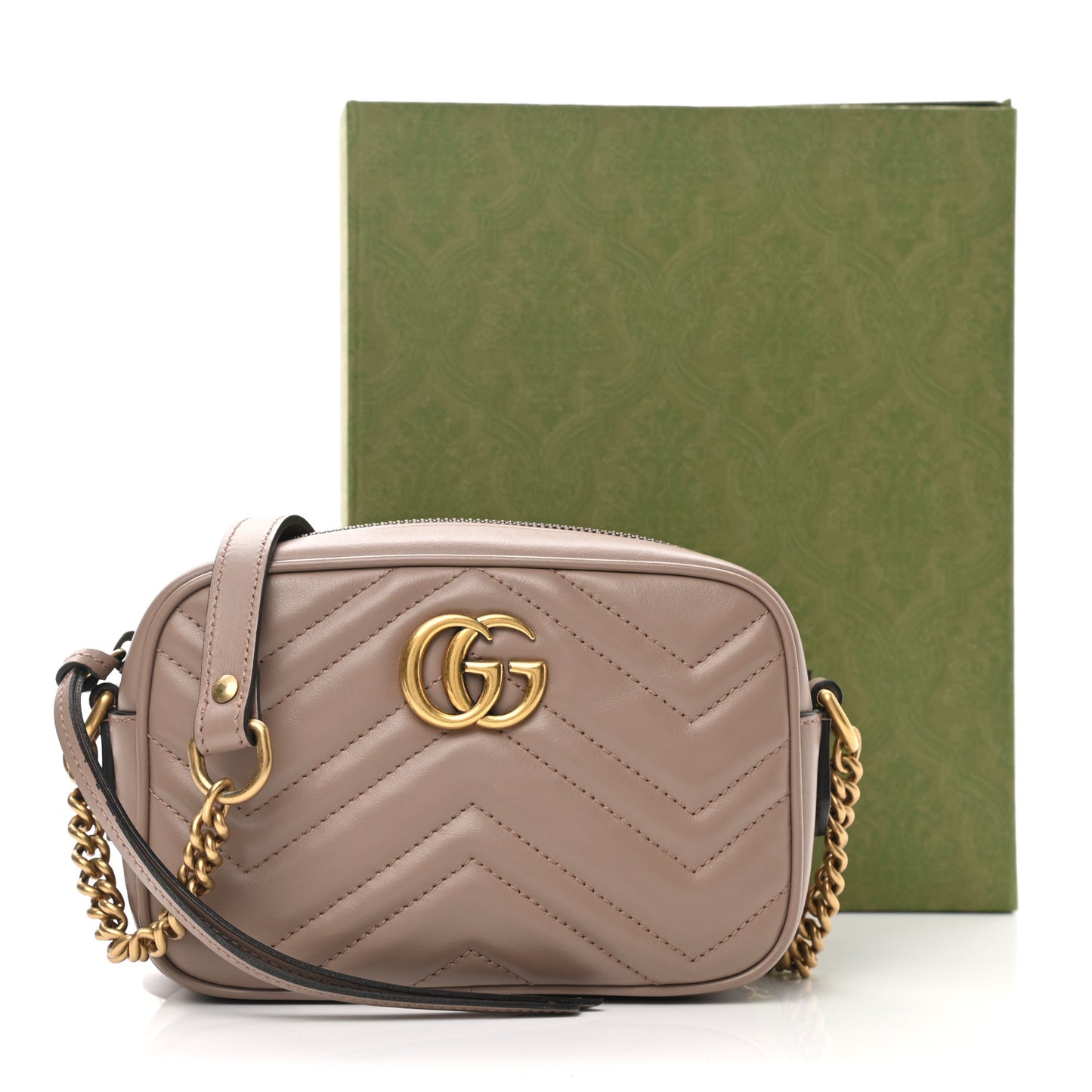 Calfskin Matelasse Mini GG Marmont Chain Shoulder Bag Porcelain Rose