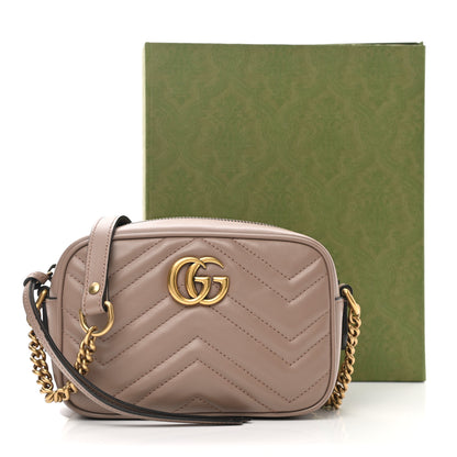 Gucci Calfskin Matelasse Mini GG Marmont Chain Shoulder Bag Porcelain Rose 9 of 9