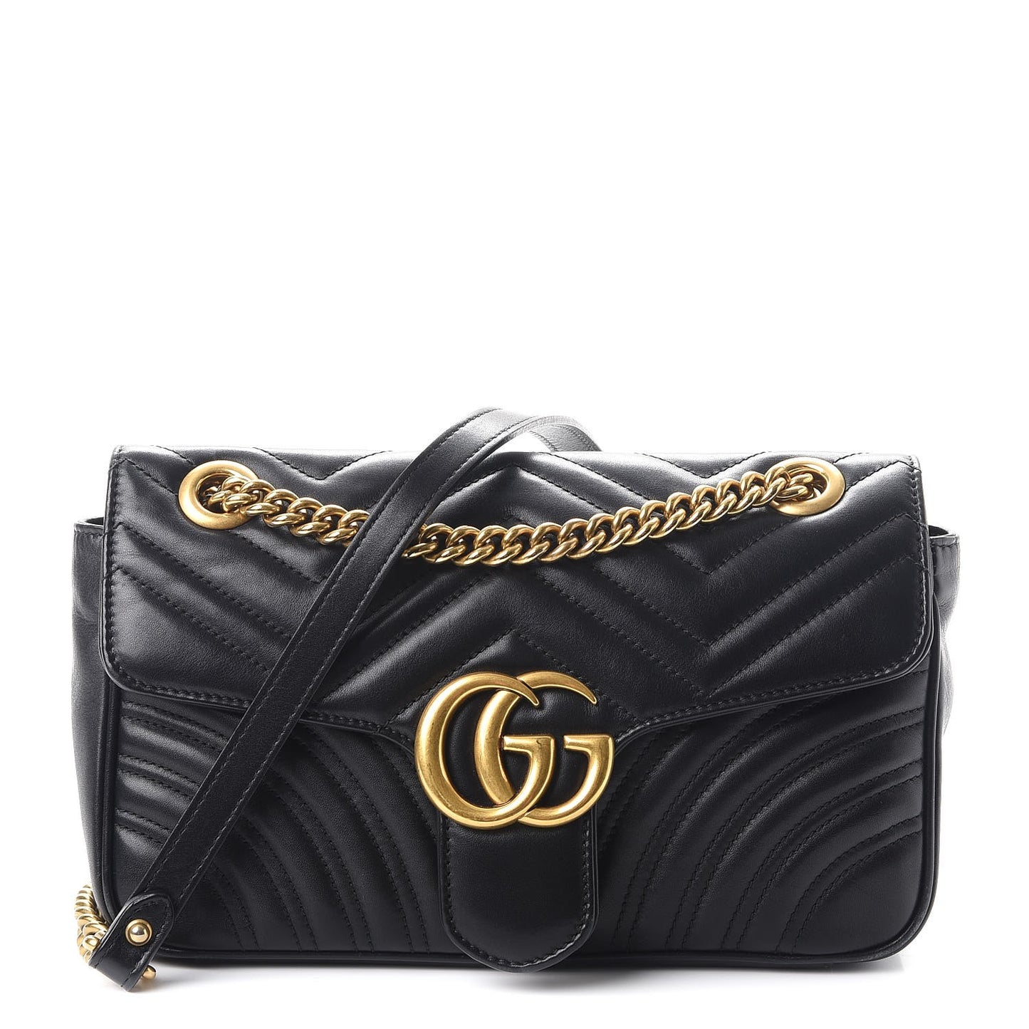 Calfskin Matelasse Small GG Marmont Shoulder Bag Black