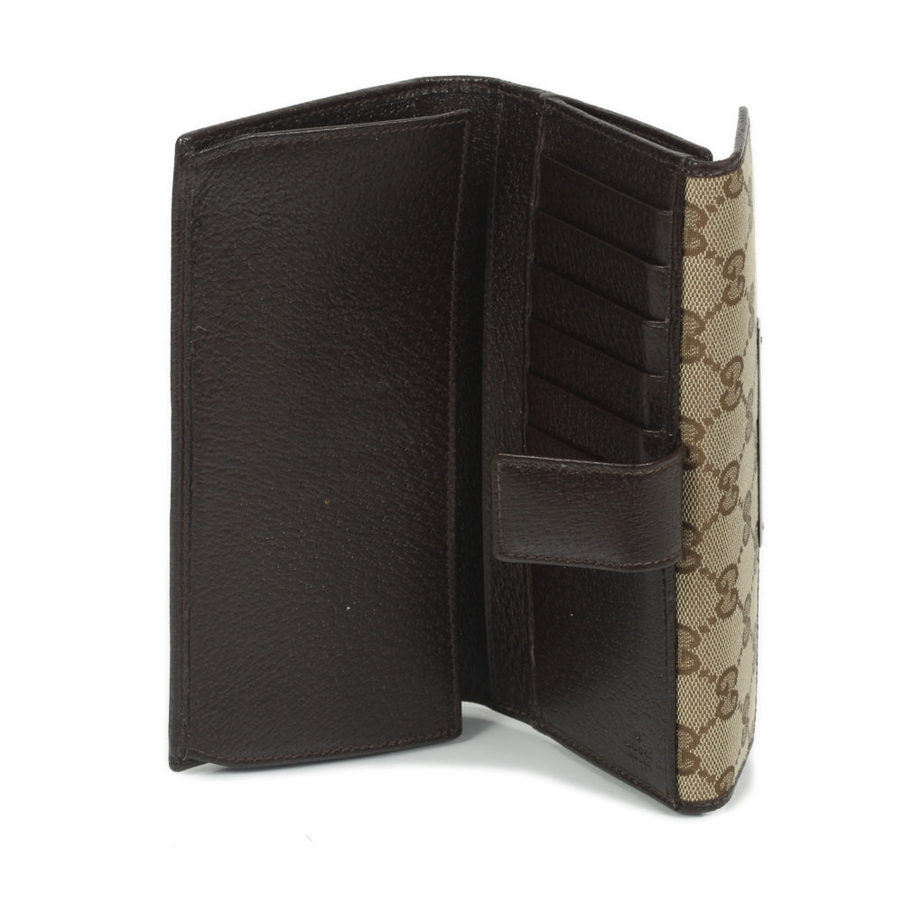 Monogram Metal Bar Continental Flap Wallet Beige Ebony Dark Brown