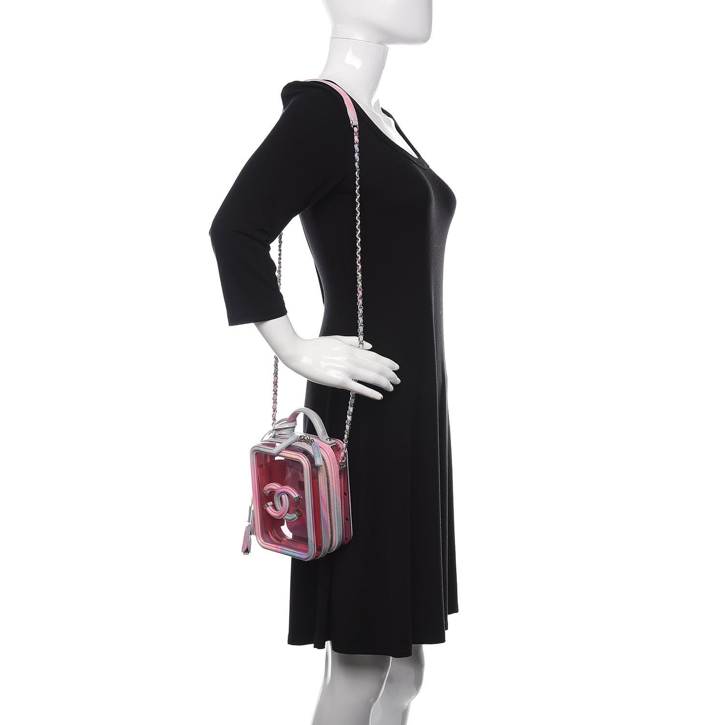 PVC Patent Calfskin Patent Lambskin Vertical Vanity Case Pink