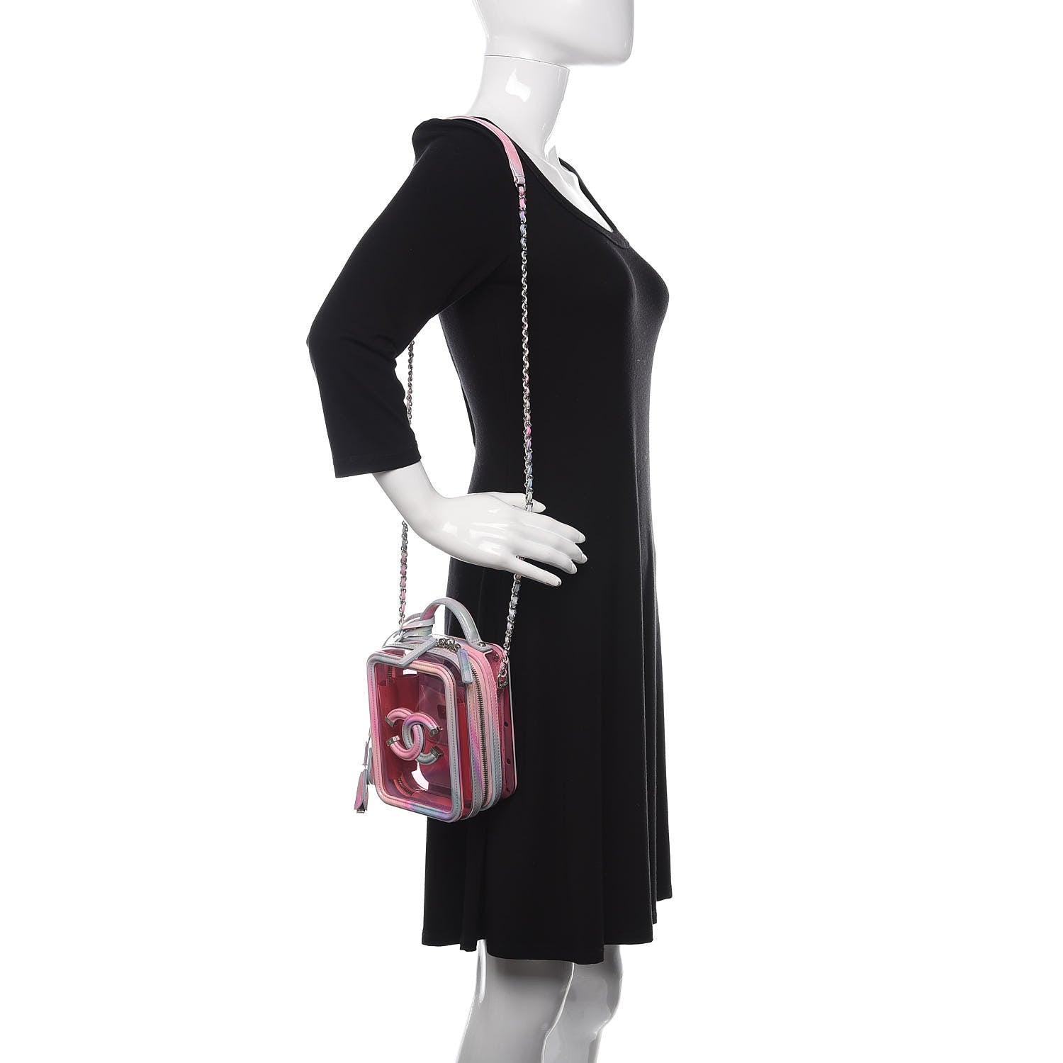 Chanel PVC Patent Calfskin Patent Lambskin Vertical Vanity Case Pink 2 of 10