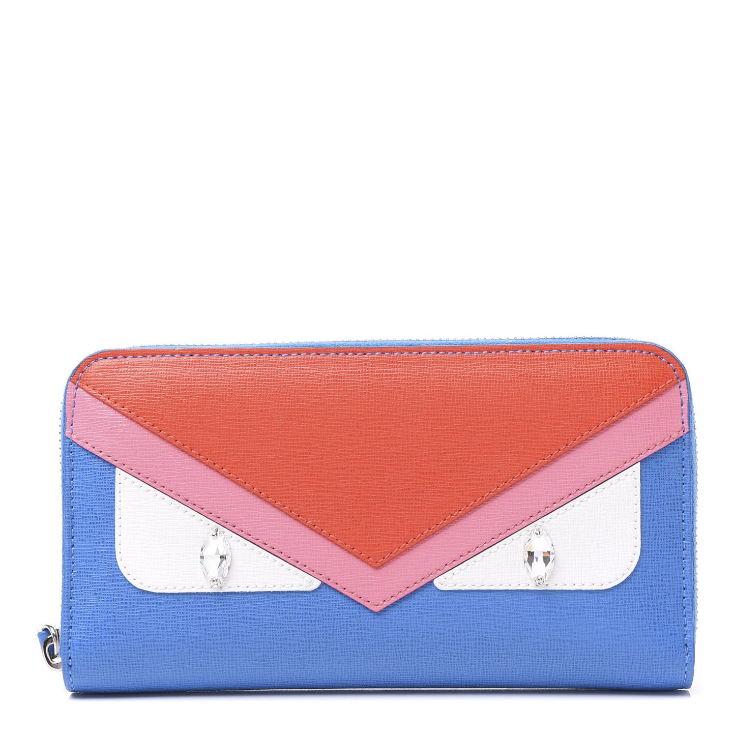 Vitello Elite Crystal Eye Monster Zip Around Wallet Royal Blue Papavero Multicolor