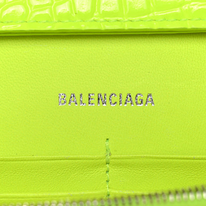 Balenciaga Shiny Calfskin Crocodile Embossed Hourglass Chain Bag Fluo Yellow 6 of 10