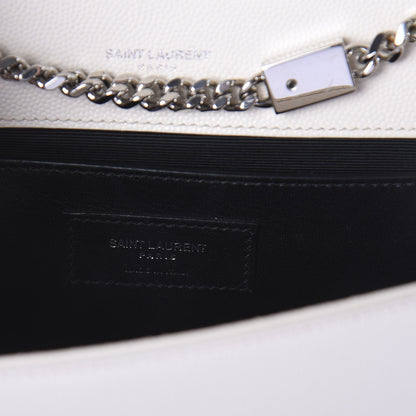 Saint Laurent Grain De Poudre Small Monogram Kate Satchel Optical White 6 of 8