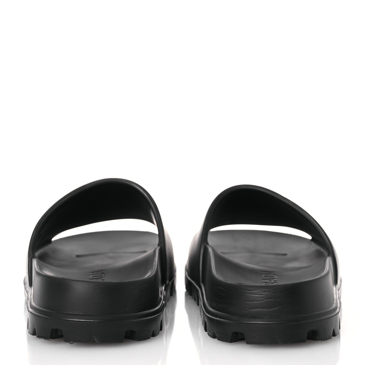 EVA Rubber Triangle Logo Embossed Womens Lug Sole 20mm Slide Sandals 38 Black
