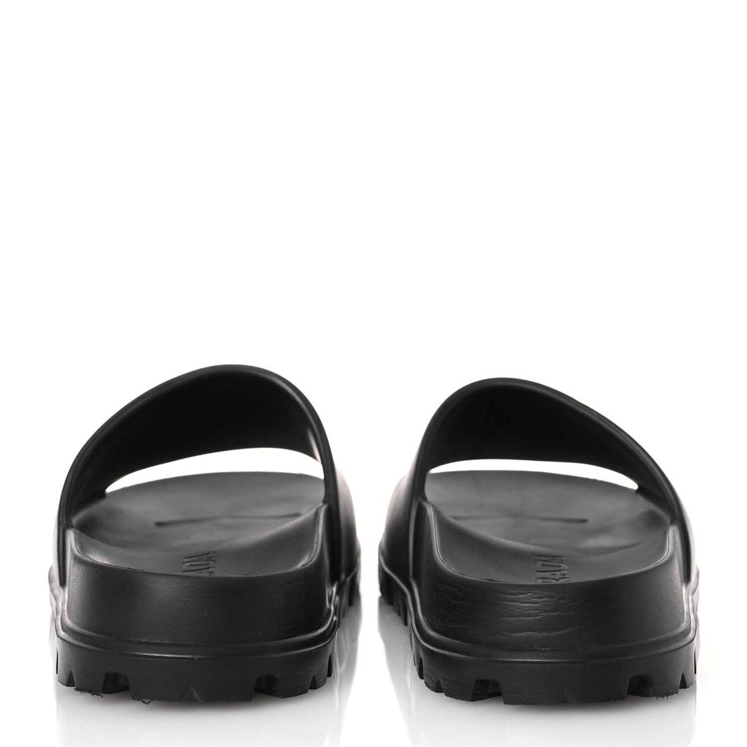 Prada EVA Rubber Triangle Logo Embossed Womens Lug Sole 20mm Slide Sandals 38 Black 5 of 11