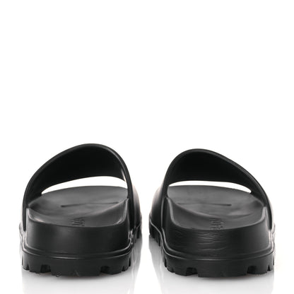 Prada EVA Rubber Triangle Logo Embossed Womens Lug Sole 20mm Slide Sandals 38 Black 5 of 11
