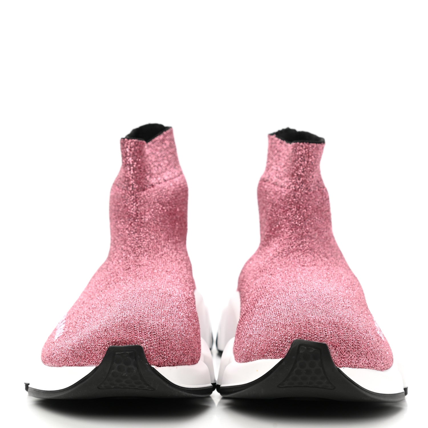 Balenciaga Laminated Knit Bi-Color Sole Womens Speed Sneakers 37 Pink White Black 2 of 9
