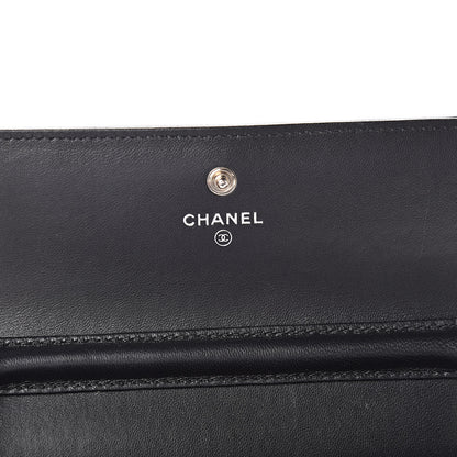 Chanel Lambskin Airlines Wallet On Chain WOC Blue Black Red 8 of 13