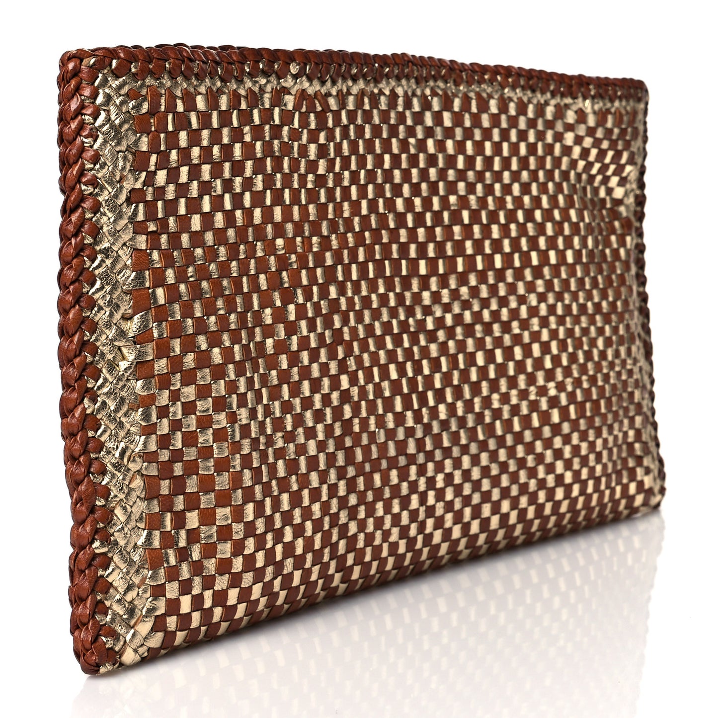 Goatskin Woven Pouch Gold