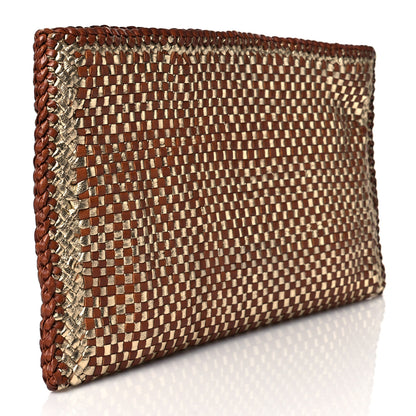 Prada Goatskin Woven Pouch Gold 3 of 10
