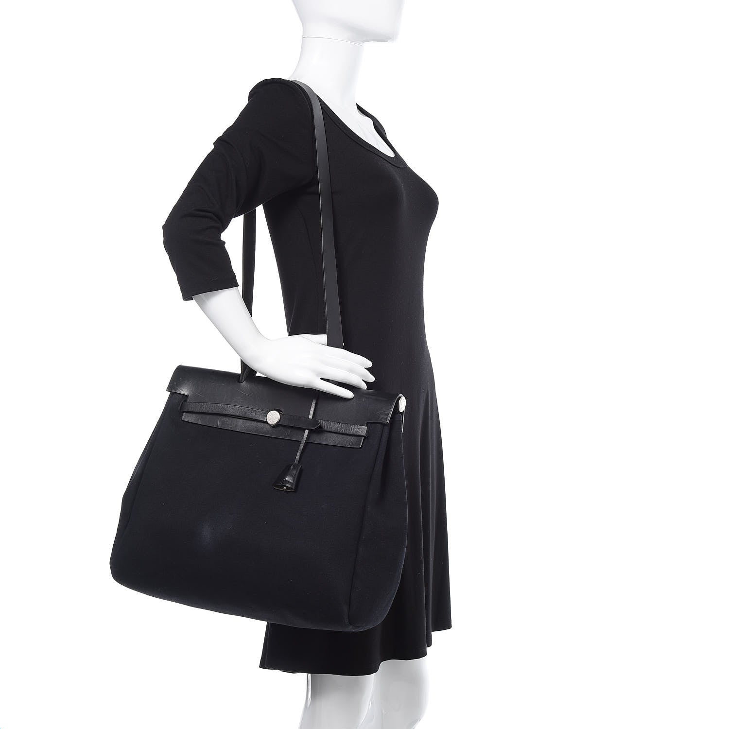 Hermes Toile Vache Calfskin Herbag 39 MM Black 2 of 11