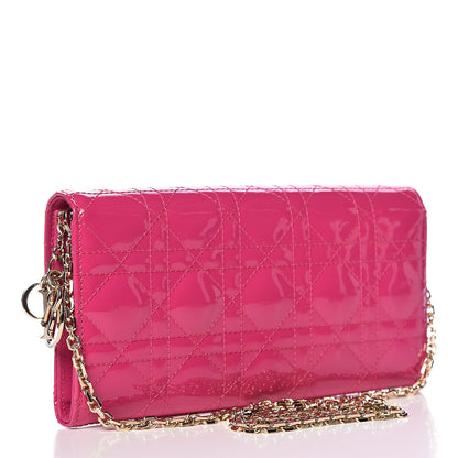 Christian Dior Patent Cannage Rendezvous Chain Wallet Magenta 3 of 11
