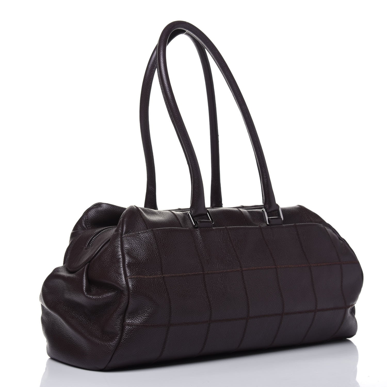 Chanel Caviar Square Stitched Large Satchel Dark Brown 3 of 15