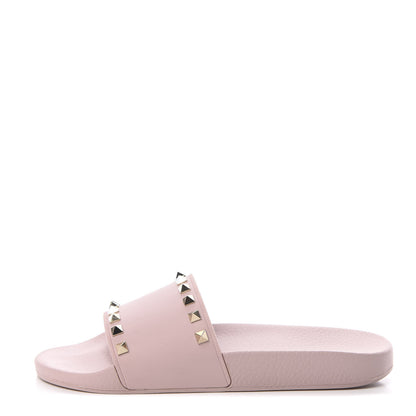 Valentino Garavani Rubber Rockstud Slide Sandals 39 Poudre 1 of 10