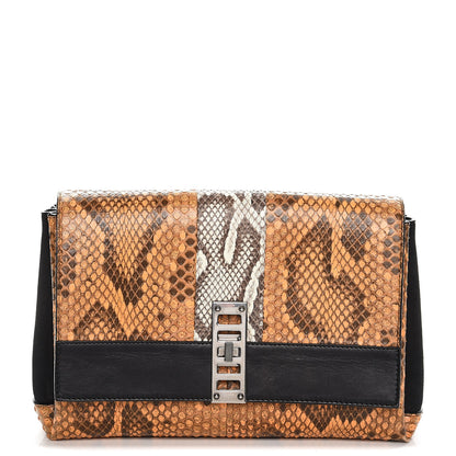 Proenza Schouler Python Calfskin Suede PS Elliot Clutch Orange Black 1 of 10