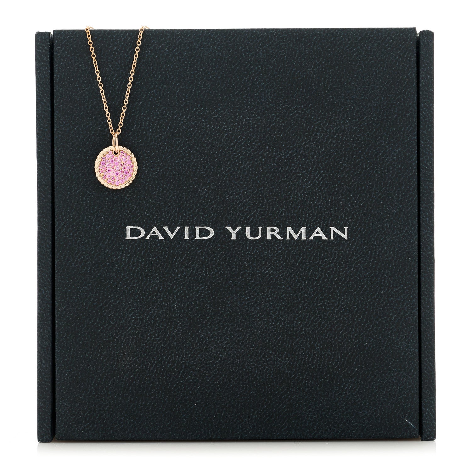 David Yurman 18K Rose Gold Pink Sapphire Cable Collectibles Pave Charm Pendant Necklace 6 of 7