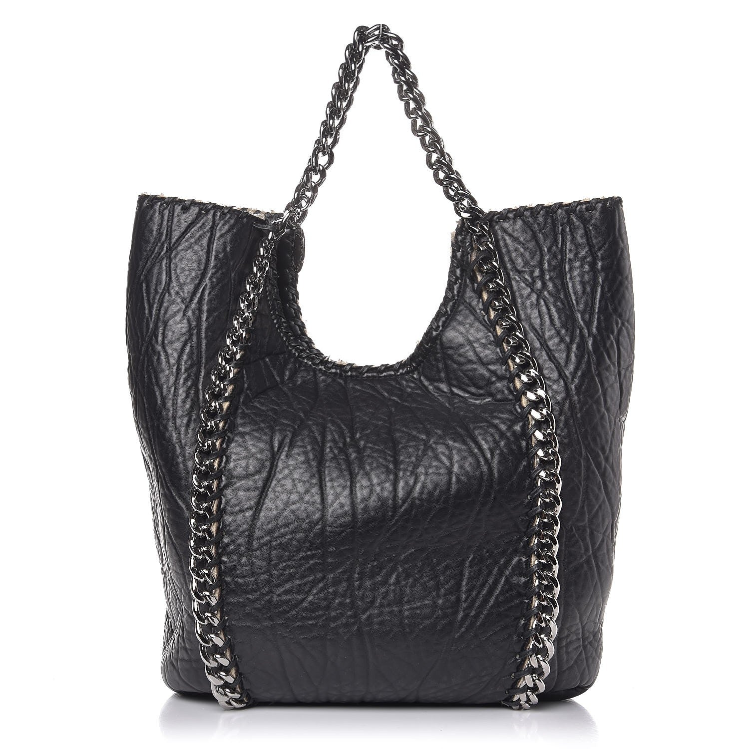 Stella McCartney Shaggy Deer Shearling Chain Falabella Tote Black 1 of 6