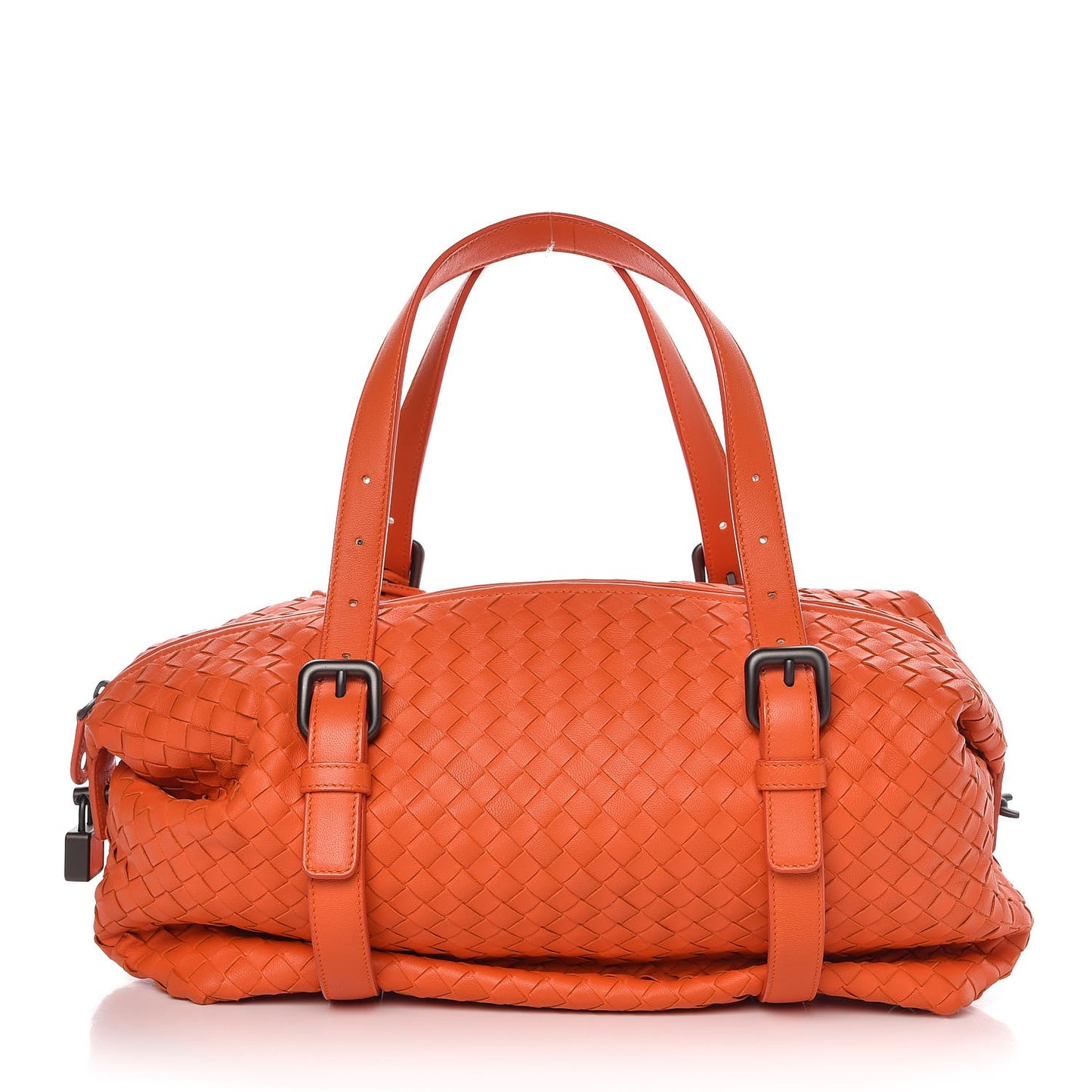 Nappa Intrecciato Montaigne Satchel Tangerine