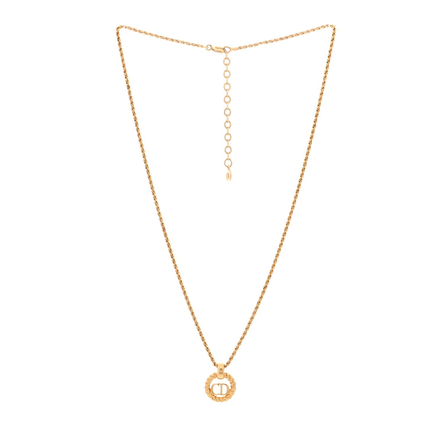 Metal CD Logo Round Pendant Necklace Gold