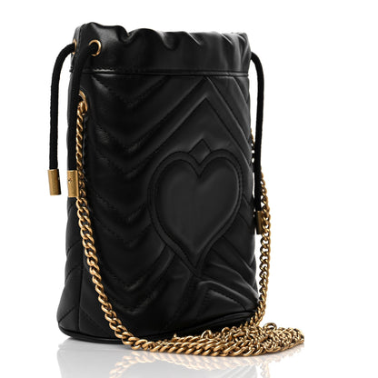 Gucci Calfskin Matelasse Mini GG Marmont 2.0 Bucket Bag Black 3 of 8