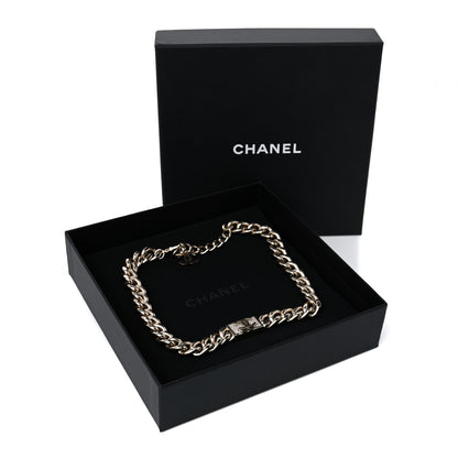 Chanel Crystal CC Chain Link Choker Necklace Gold 4 of 4