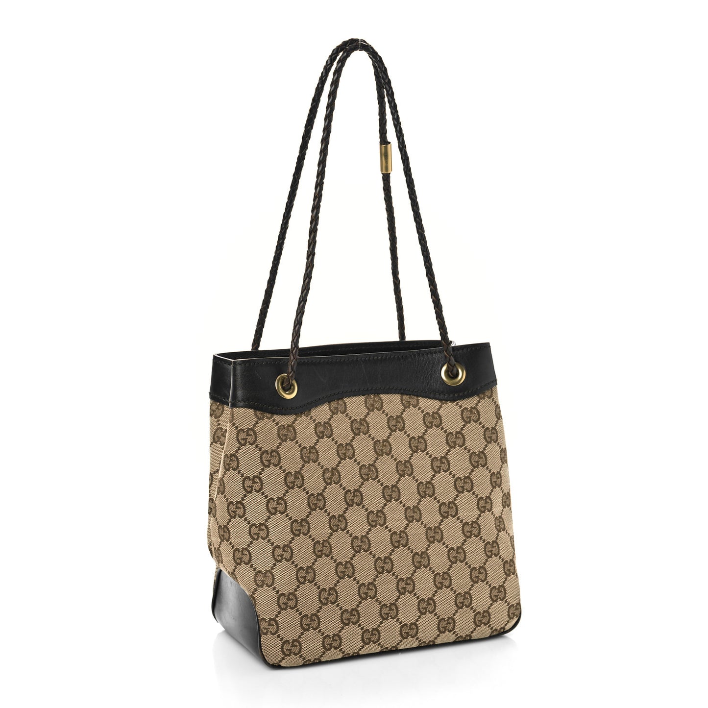 Monogram Woven Handle Tote Brown