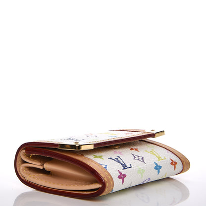 Louis Vuitton Monogram Multicolor Porte-Monnaie Plat Coin Purse White 4 of 6