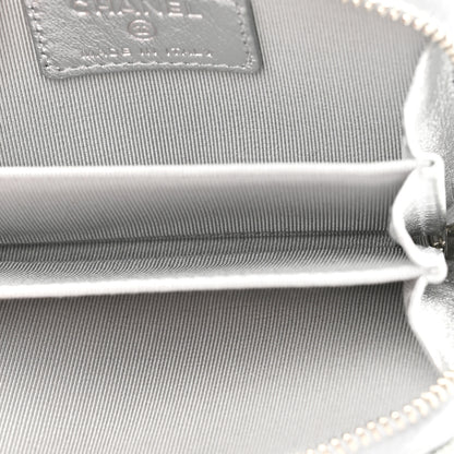 Chanel Gradient Metallic Calfskin Quilted Zip Around Coin Purse Wallet Silver Blue Yellow Purple 5 of 7