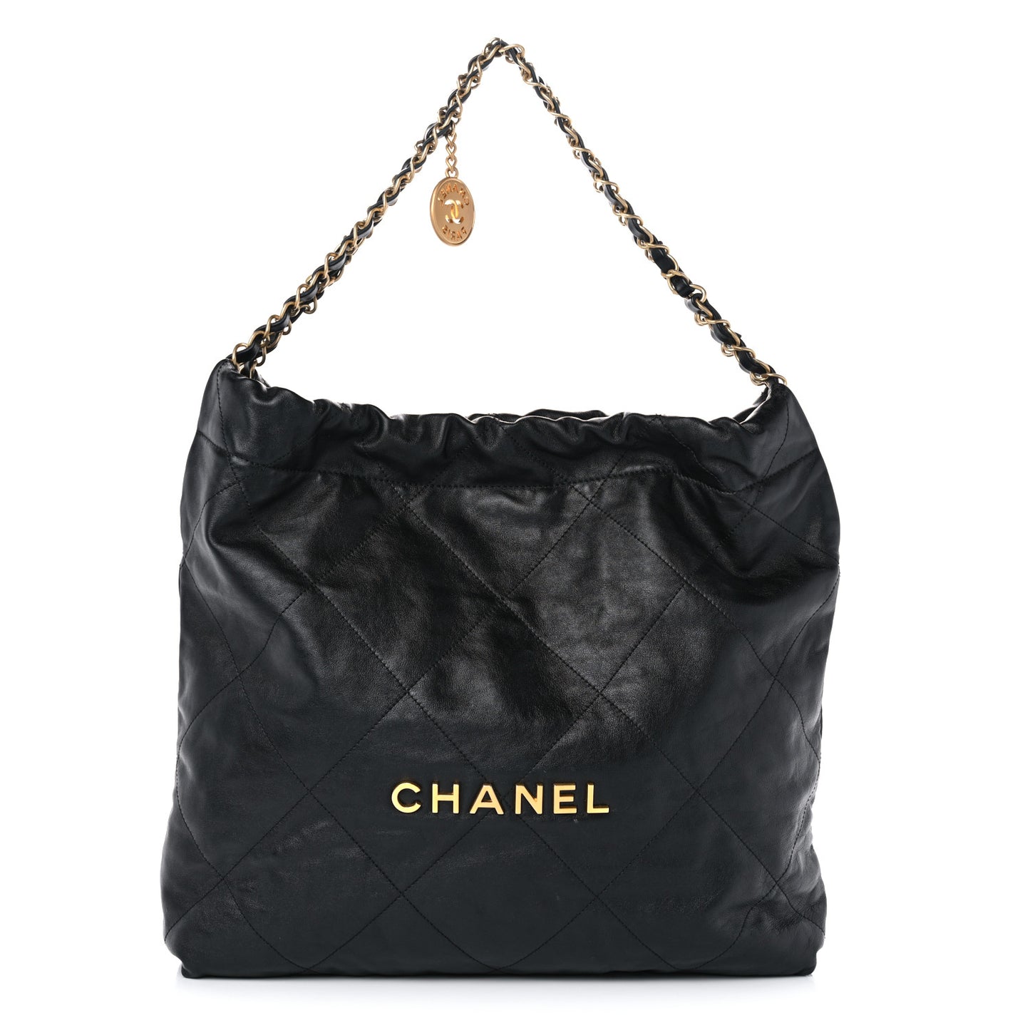Shiny Calfskin Quilted Chanel 22 Black
