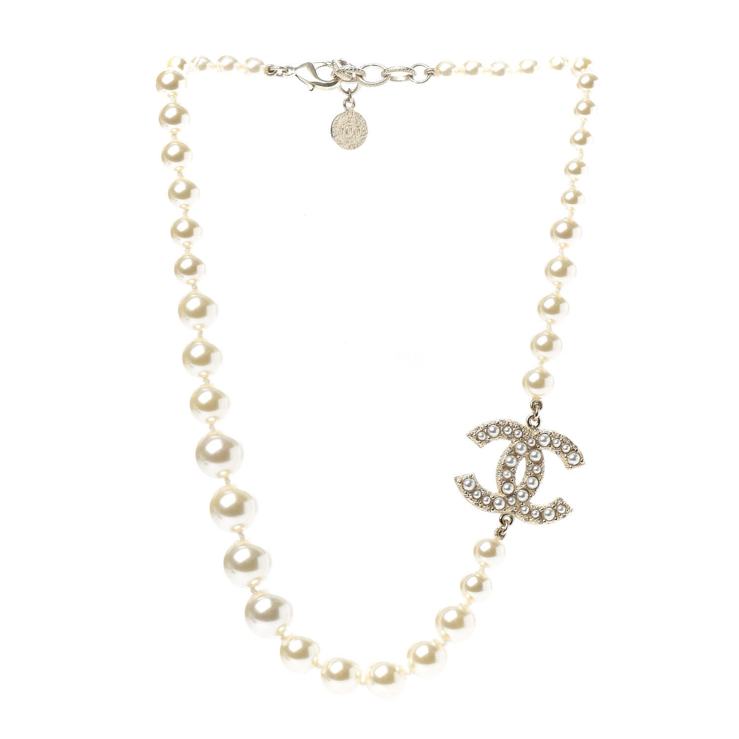 Chanel Pearl CC 100th Anniversary Necklace Light Gold 3 of 6