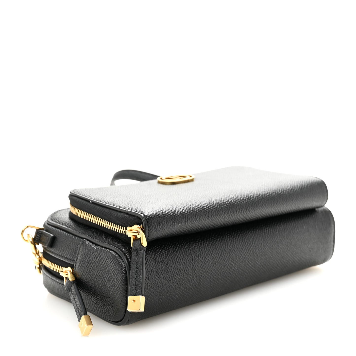 Grained Calfskin Caro Double Pouch Black